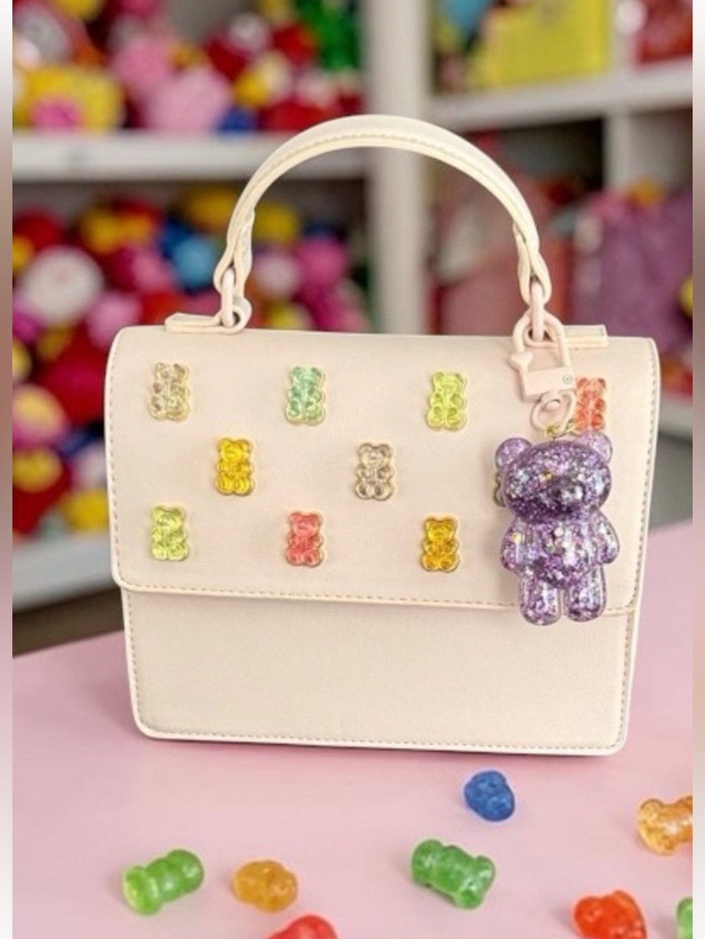 LIKE NEW BETSEY JOHNSON PINK multicolor GUMMY BEAR SATCHEL BAG W GIFT BOX